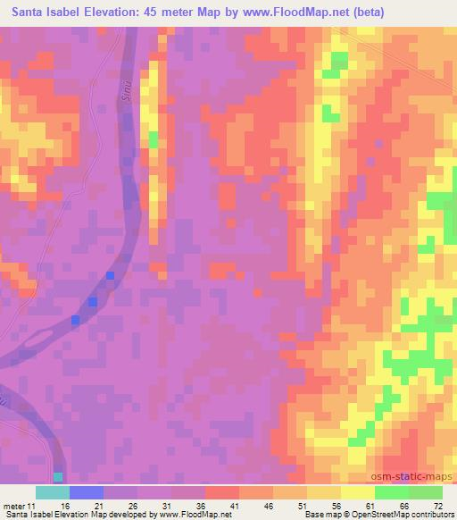 Santa Isabel,Colombia Elevation Map