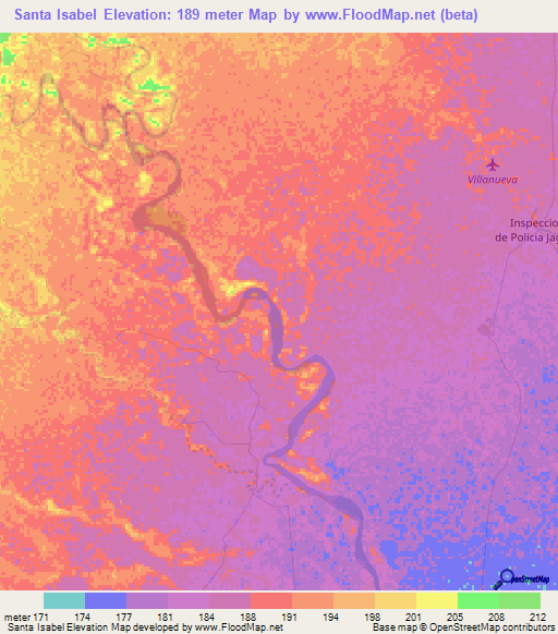 Santa Isabel,Colombia Elevation Map