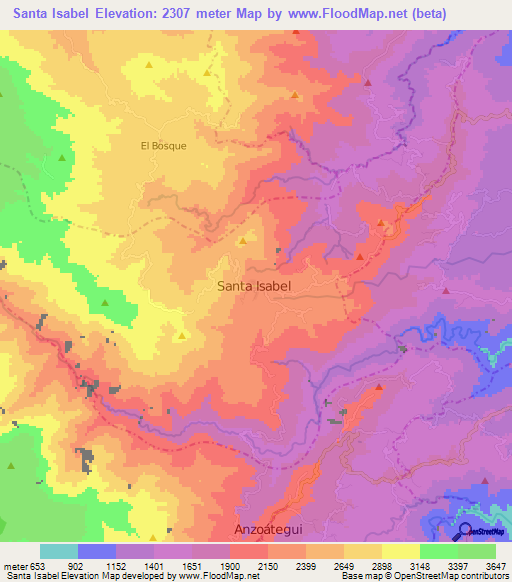 Santa Isabel,Colombia Elevation Map