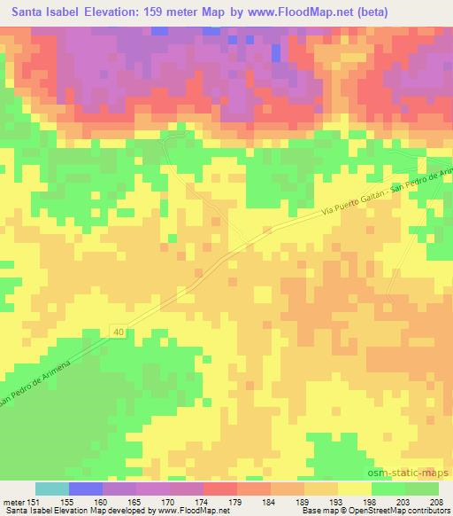 Santa Isabel,Colombia Elevation Map