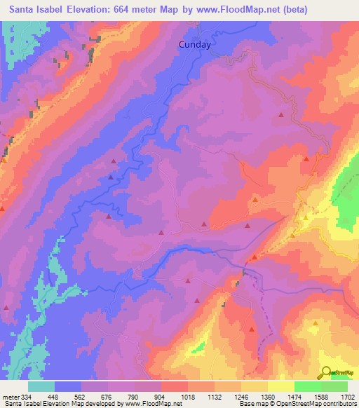 Santa Isabel,Colombia Elevation Map