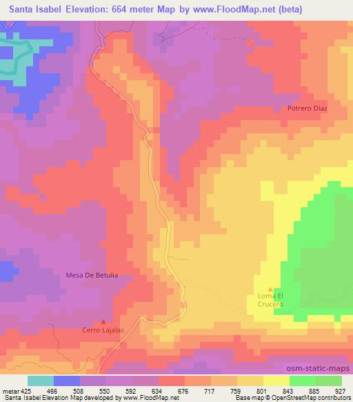 Santa Isabel,Colombia Elevation Map