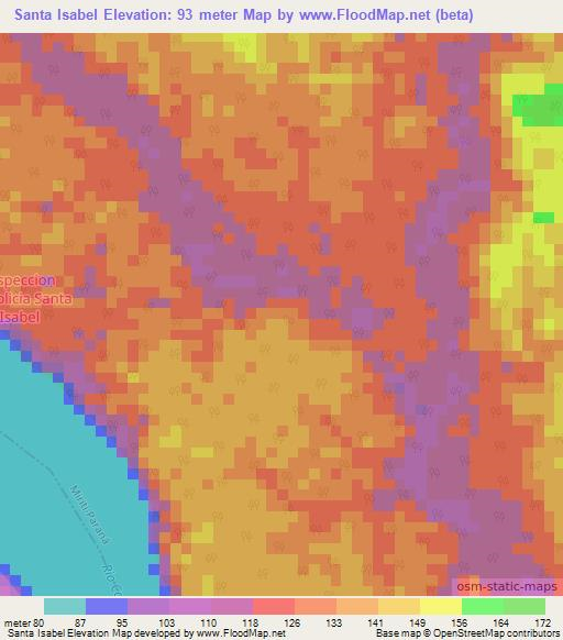 Santa Isabel,Colombia Elevation Map