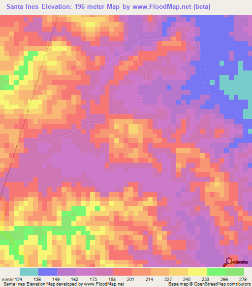 Santa Ines,Colombia Elevation Map