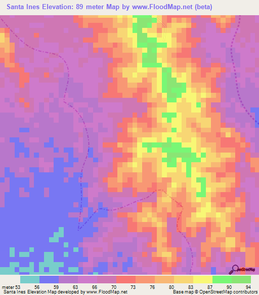 Santa Ines,Colombia Elevation Map