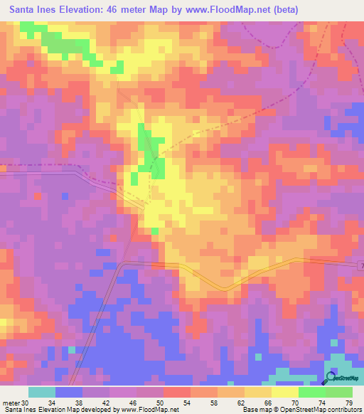 Santa Ines,Colombia Elevation Map