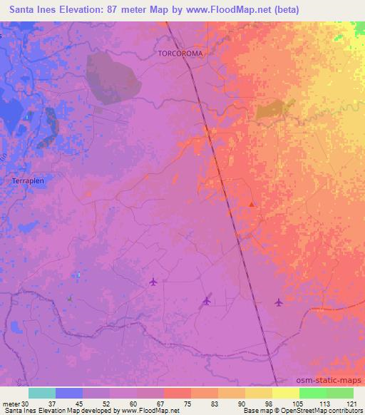 Santa Ines,Colombia Elevation Map