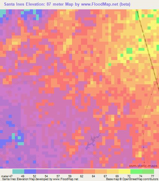 Santa Ines,Colombia Elevation Map