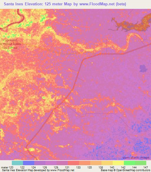 Santa Ines,Colombia Elevation Map