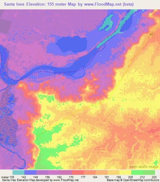 Santa Ines,Colombia Elevation Map