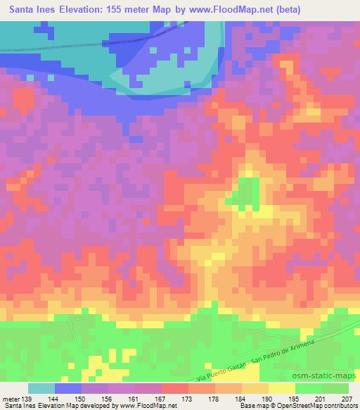 Santa Ines,Colombia Elevation Map