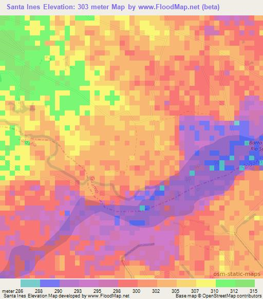 Santa Ines,Colombia Elevation Map