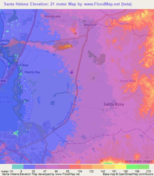 Santa Helena,Colombia Elevation Map