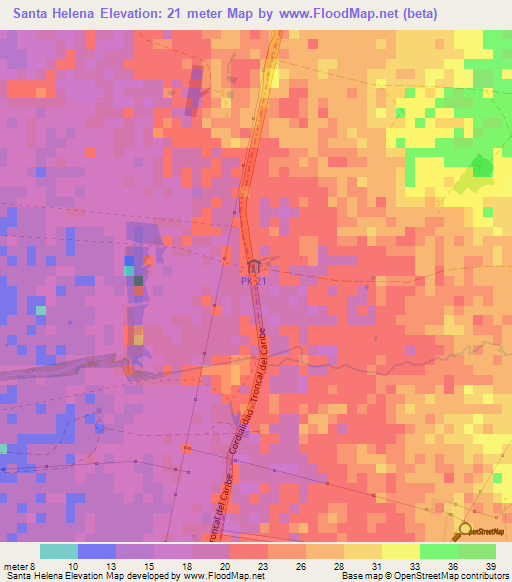 Santa Helena,Colombia Elevation Map