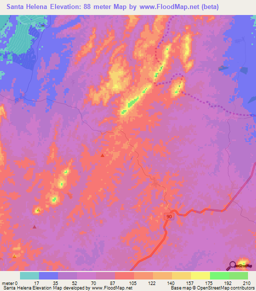 Santa Helena,Colombia Elevation Map