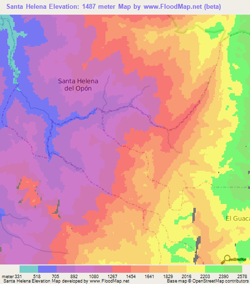 Santa Helena,Colombia Elevation Map