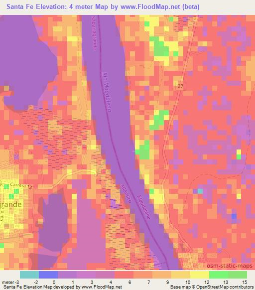 Santa Fe,Colombia Elevation Map