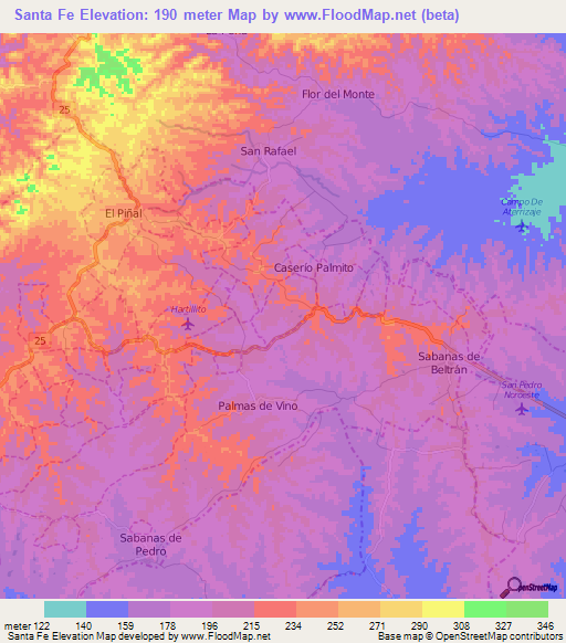 Santa Fe,Colombia Elevation Map