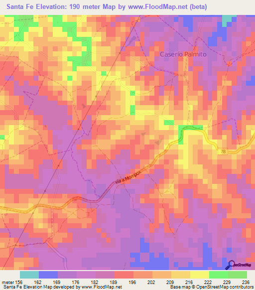 Santa Fe,Colombia Elevation Map