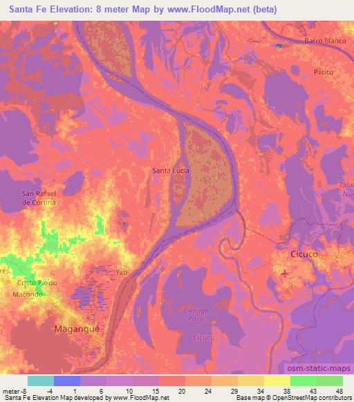 Santa Fe,Colombia Elevation Map