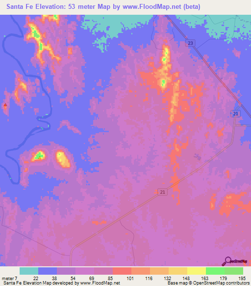 Santa Fe,Colombia Elevation Map