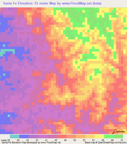 Santa Fe,Colombia Elevation Map