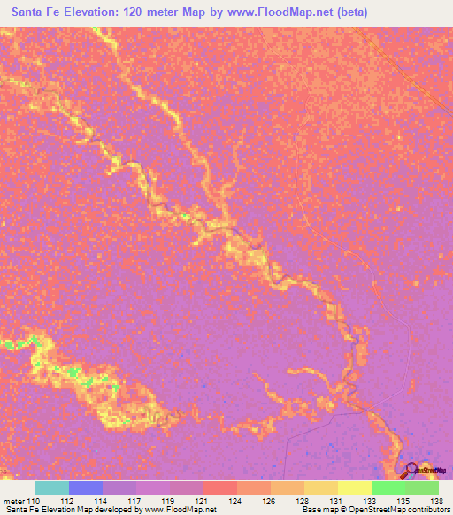 Santa Fe,Colombia Elevation Map