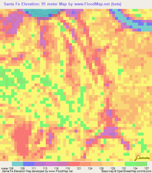 Santa Fe,Colombia Elevation Map