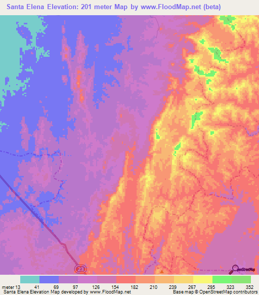 Santa Elena,Colombia Elevation Map