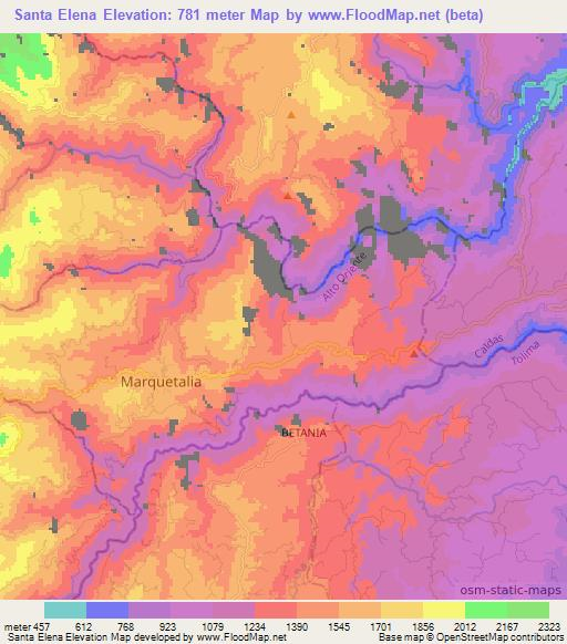 Santa Elena,Colombia Elevation Map