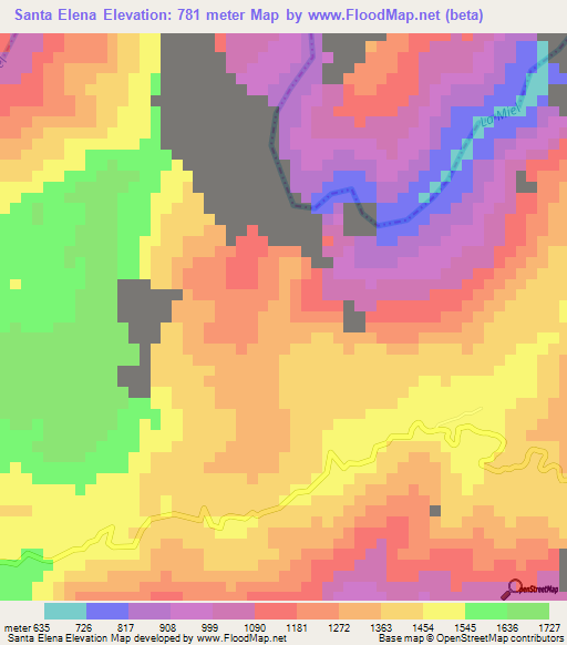 Santa Elena,Colombia Elevation Map