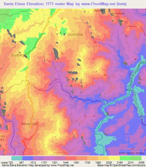 Santa Elena,Colombia Elevation Map