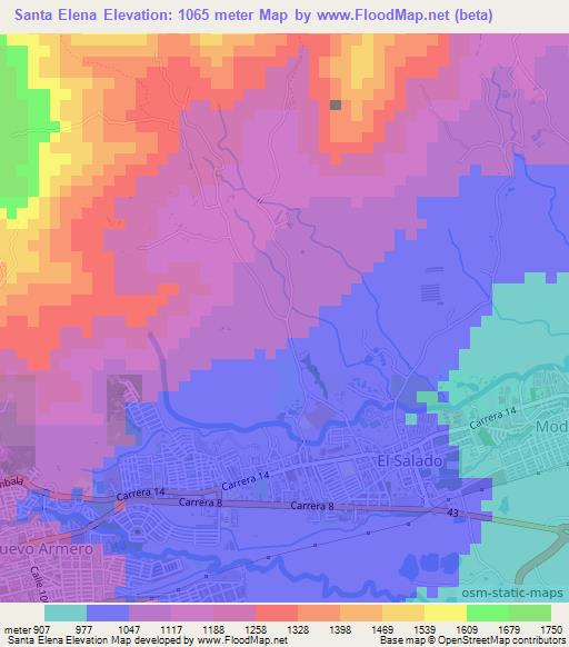 Santa Elena,Colombia Elevation Map