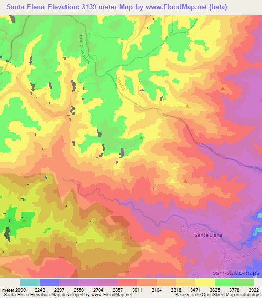 Santa Elena,Colombia Elevation Map