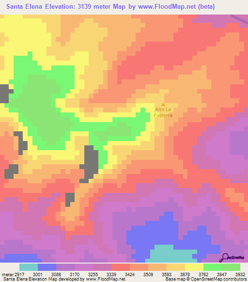 Santa Elena,Colombia Elevation Map