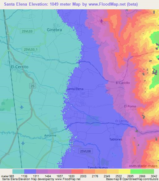 Santa Elena,Colombia Elevation Map