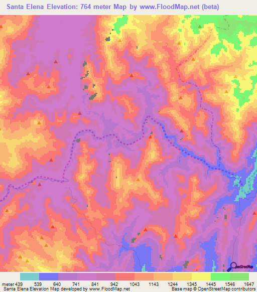 Santa Elena,Colombia Elevation Map