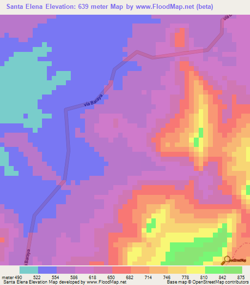 Santa Elena,Colombia Elevation Map