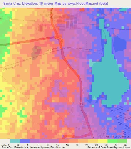 Santa Cruz,Colombia Elevation Map