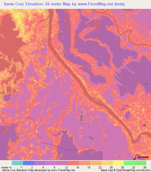 Santa Cruz,Colombia Elevation Map