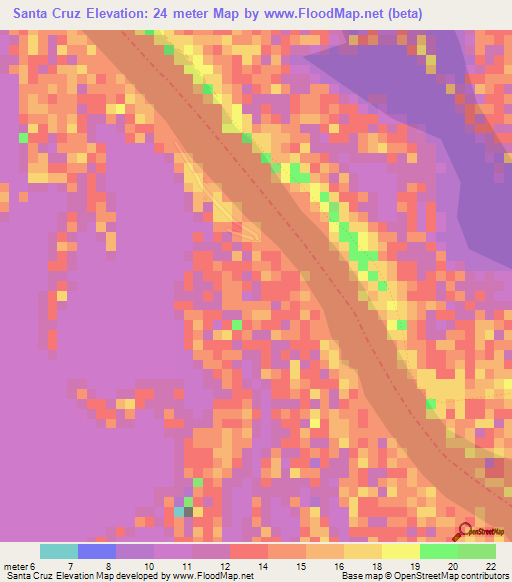 Santa Cruz,Colombia Elevation Map