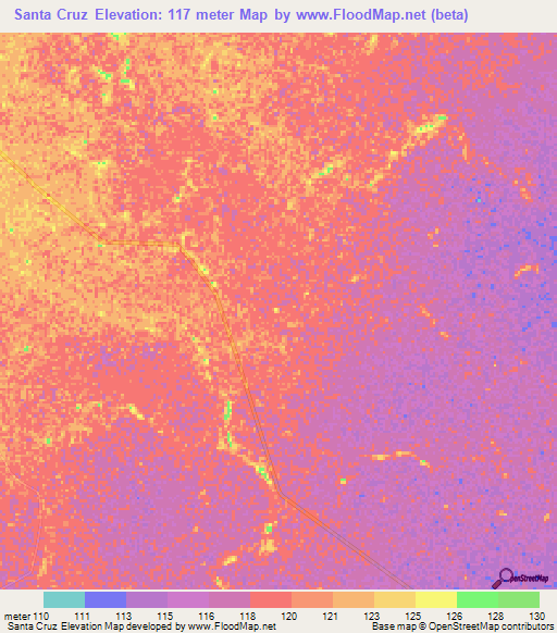 Santa Cruz,Colombia Elevation Map