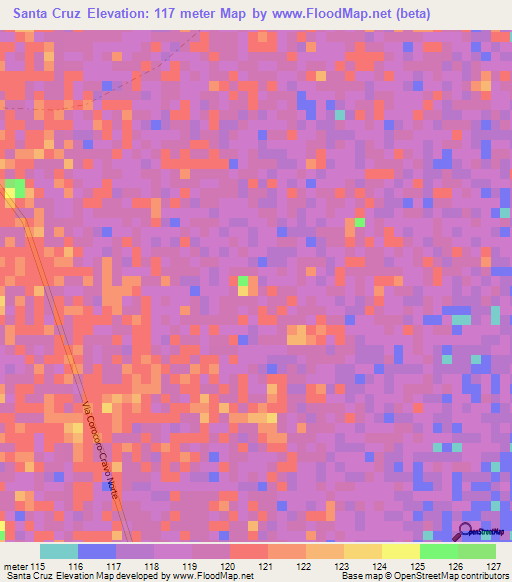 Santa Cruz,Colombia Elevation Map