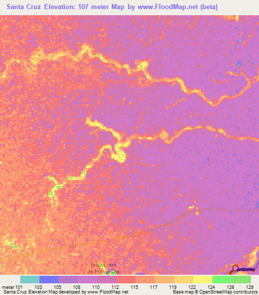 Santa Cruz,Colombia Elevation Map