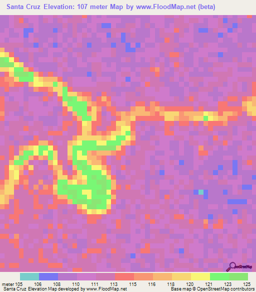 Santa Cruz,Colombia Elevation Map