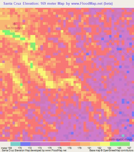 Santa Cruz,Colombia Elevation Map