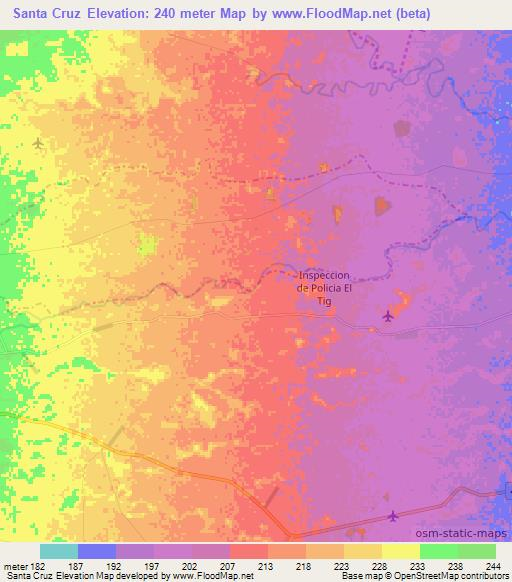 Santa Cruz,Colombia Elevation Map