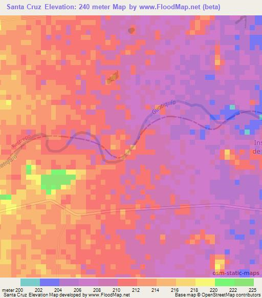 Santa Cruz,Colombia Elevation Map