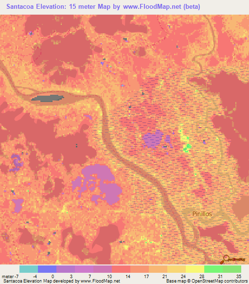 Santacoa,Colombia Elevation Map