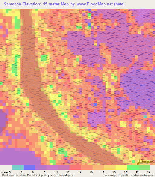 Santacoa,Colombia Elevation Map